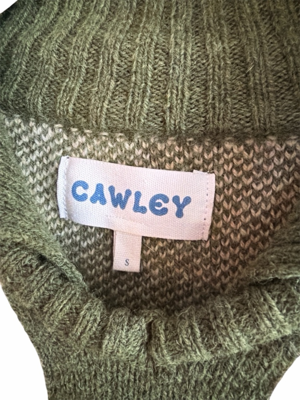 Cawley Olive & Cream Striped Knit Pullover Jacket - Picture 2 of 3